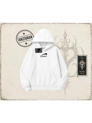 Tarzsokak Unisex Suicedeboys Oversize Unisex Kapşonlu Sweatshirt Beyaz