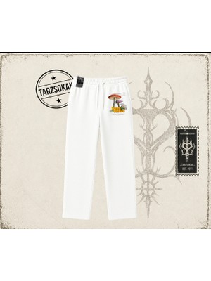 Tarzsokak Unisex Sunny Sunday Unisex Baggy Eşofman Altı Beyaz