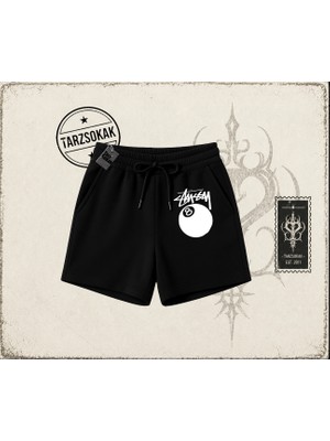Tarzsokak Unisex Stüssy 8ball Unisex Şort Beyaz