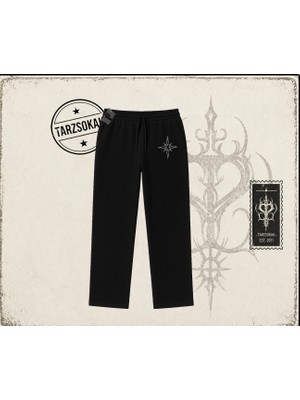 Tarzsokak Unisex Pusula Unisex Baggy Eşofman Altı Beyaz
