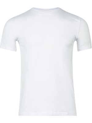 Obje Erkek Beyaz Sıfır Yaka Yarım Kol T-Shirt