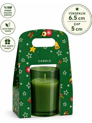 Arkhelais Mum Cam Bardak Kokulu Dekoratif Yeşil Cam Mum Özel Hediye Paketli 1 Adet