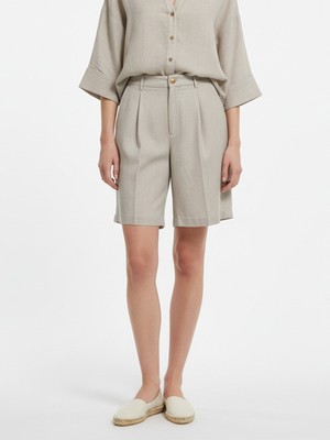 Xint Kadın Naturel %100 Keten Oversize Şort