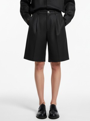 Xint Kadın Siyah %100 Keten Oversize Şort