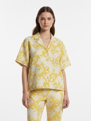 Xint Kadın Sarı %100 Keten Oversize Gömlek
