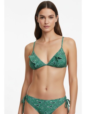Xint Kadın Yeşil Formunu Koruyan Slim Fit Bikini Üstü