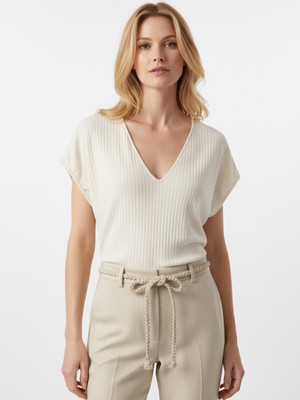 Xint Kadın Naturel Pamuk Dokulu Oversize Bluz