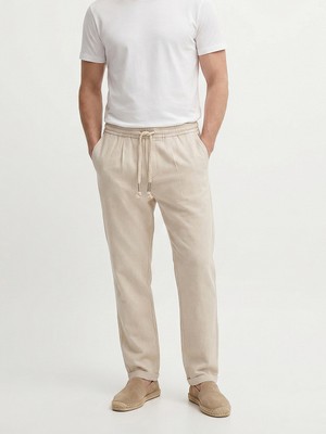Xint Erkek Naturel Keten Karışımlı Slim Fit Jogger