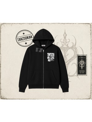 Tarzsokak Unisex Temptation Tshirt Oversize Unisex Hırka & Çeket Fermuarlı Sweatshirt Beyaz