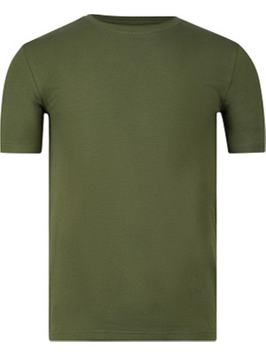 Obje Erkek Haki Sıfır Yaka Yarım Kol T-shirt