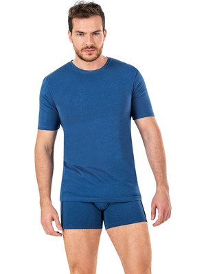 Obje Erkek Lacivert Sıfır Yaka Yarım Kol T-Shirt