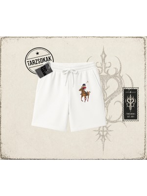 Tarzsokak Unisex Teddy Horse Unisex Şort Beyaz