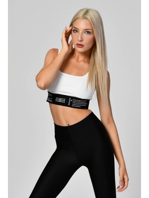 Quzu Lastik Detaylı Crop Top Ekru Kadın Atlet 60064