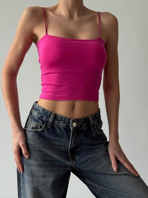Quzu Ip Askılı Örme Fuşya Kadın Atlet ATL00159