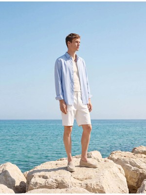 Koton Regular Fit Pamuklu Poplin Mavi Erkek Gömlek 6SAM60041IW