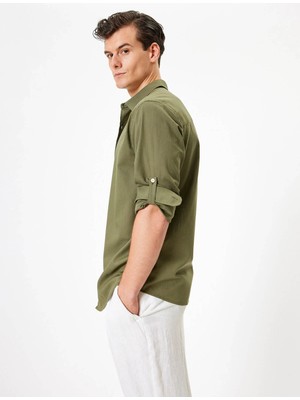 Koton  Regular Fit Haki Erkek Gömlek 7WAM60025HW