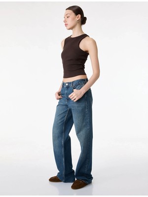 Koton Straight Fit Mavi Kadın Jean Pantolon 7WAL40021MD