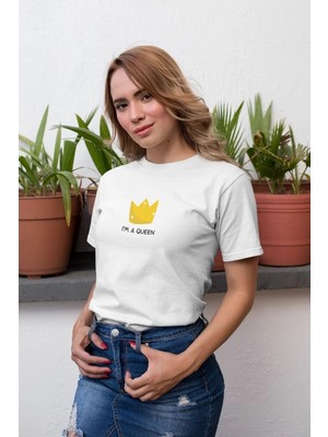 İlk El Grup Kadın Özel Baskılı Modern Fit %100 Pamuk Bisiklet Yaka T-Shirt