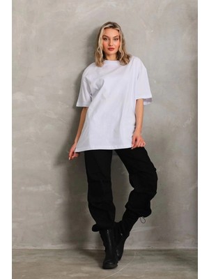 İlk El Grup Kadın Düz  kısa Kol Penye T-Shirt - Beyaz