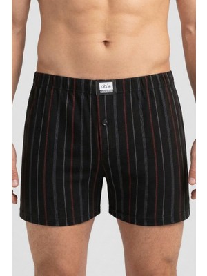 Obje Erkek Siyah Çizgili Desen Boxer