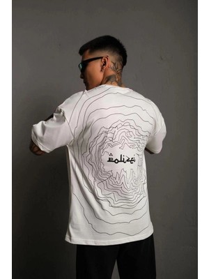 İlk El Grup Erkek Kısa Kol Yazlık Tişört Bisiklet Yaka Baskılı Oversize T-Shirt - Beyaz