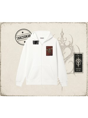 Tarzsokak Unisex Your Culture Carpet Oversize Unisex Hırka & Çeket Fermuarlı Sweatshirt Beyaz