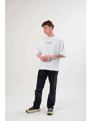 İlk El Grup Erkek Baskılı T-Shirt Kısa Kol Bisiklet Yaka Regular Fit Rahat Kalıp Günlük Tişört - Beyaz