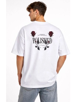 İlk El Grup Erkek Kısa Kol Yazlık Tişört Bisiklet Yaka Baskılı Oversize T-Shirt - Beyaz
