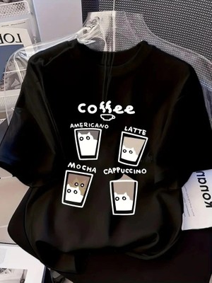İlk El Grup Kadın Kısa Kol Yazlık Tişört Bisiklet Yaka Baskılı Oversize T-Shirt - Siyah