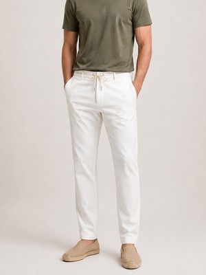 Xint Erkek Bej Pamuk Dokulu Slim Fit Jogger