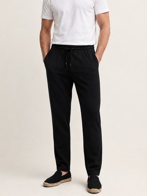 Xint Erkek Siyah Pamuk Dokulu Slim Fit Jogger