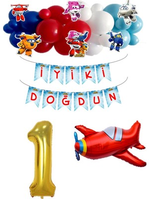 Lotus Party 1 Yaş Harik Kanatlar Temalı Doğum Günü Seti - Harika Kanatlar Uçak Balon - Harika Kanatlar Banner - Balon