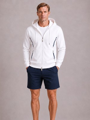 Xint Erkek Beyaz Pamuk Dokulu Regular Fit Sweatmont