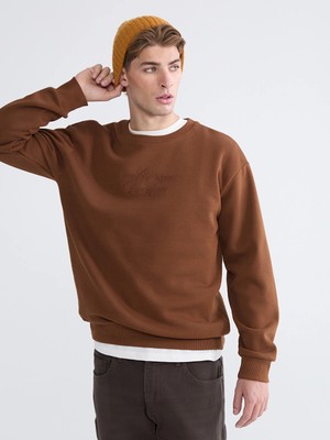 Lc Waikiki Yeni Sezon Bisiklet Yaka Baskılı Erkek Kalın Sweatshirt