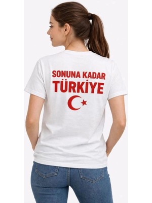 İlk El Grup Kadın Türkiye Ay Yıldız Baskılı Taraftar Forma T-Shirt - Beyaz