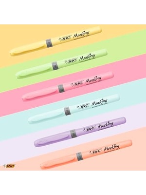 Maxi Trendy Intensity Highlighter Grip Pastel Marker Fosforlu Kalem 6'lı Blister, Su Bazlı Mürekkep, 6 Pastel Renk, Kauçuk Tutaçlı