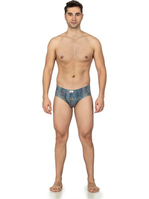 Obje Erkek Mavi Çizgili Zikzaklı Cotton Slip