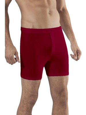Obje Erkek Bordo Modal Dıştan Lastikli Düğmeli Boxer