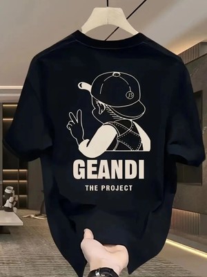 İlk El Grup Kadın T-Shirt  "gandhı The Project" Baskılı Kısa Kollu Tişört - Siyah