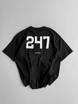 İlk El Grup Erkek Ön ve Arka Baskılı T-Shirt Kısa Kol Bisiklet Yaka Regular Fit Tişört -  Siyah