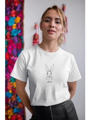 İlk El Grup Kadın Özel Baskılı Modern Fit %100 Pamuk Bisiklet Yaka T-Shirt