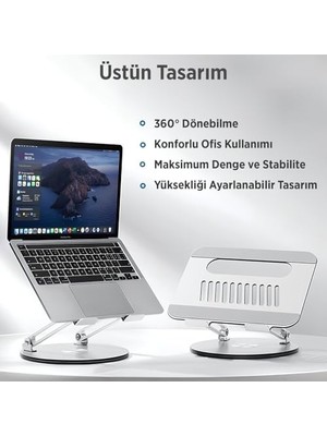 Maxi Trendy Juo 360° Dönebilen Yükseklik Ayarlı Metal Notebook Laptop Standı