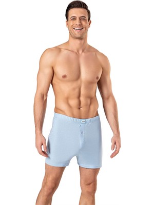 Obje Erkek Mavi Penye Düğmeli Boxer