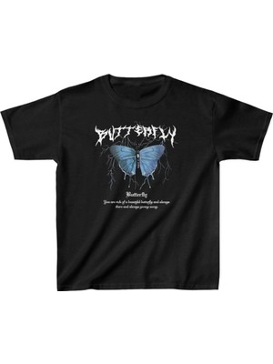 İlk El Grup Çocuk Kız Baskılı T-Shirt - Siyah