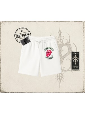 Tarzsokak Unisex Rolling Stones 1978 Unisex Şort Beyaz