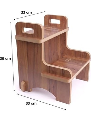 Maxi Trendy Ahşap Montessori Kaymaz Basamak Tabure – Banyo ve Lavabo Yükseltici Merdiven, 36X36X40 Cm, Mdf Melamin Kaplama