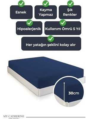 Maxi Trendy Lastikli & Hipoalerjenik Çarşaf |%100 Pamuk Çarşaf Penye Kumaş | Tek-Çift Kişilik-Battal Boy Çarşaf -LACIVERT-180X200, Luxcarsaf