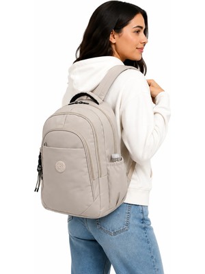 Bevitton Suya Dayanıklı Kumaş Günlük Sırt Çantası Unisex Okul Çantası 1650 Bej