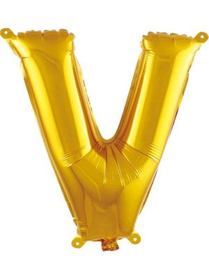 Maxi Trendy V Harfi 16 Inç Gold Renk Folyo Balon 36 cm (Altın)