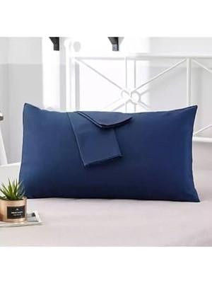 Maxi Trendy Modelhome Lacivert Renkli Pamuklu Kumaştan Kapaklı Yastık Kılıfı (2 Adet) 50 x 70 cm Lacivert Tek Ebat 50 x 70